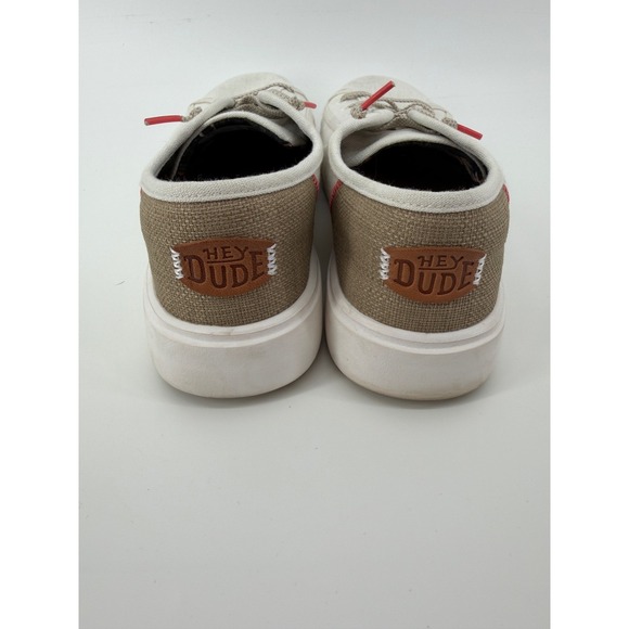 Hey Dude Shoes - Hey Dude Cody W Craft Women W9 Cream Tan Canvas Low Top Slip On Sneakers
